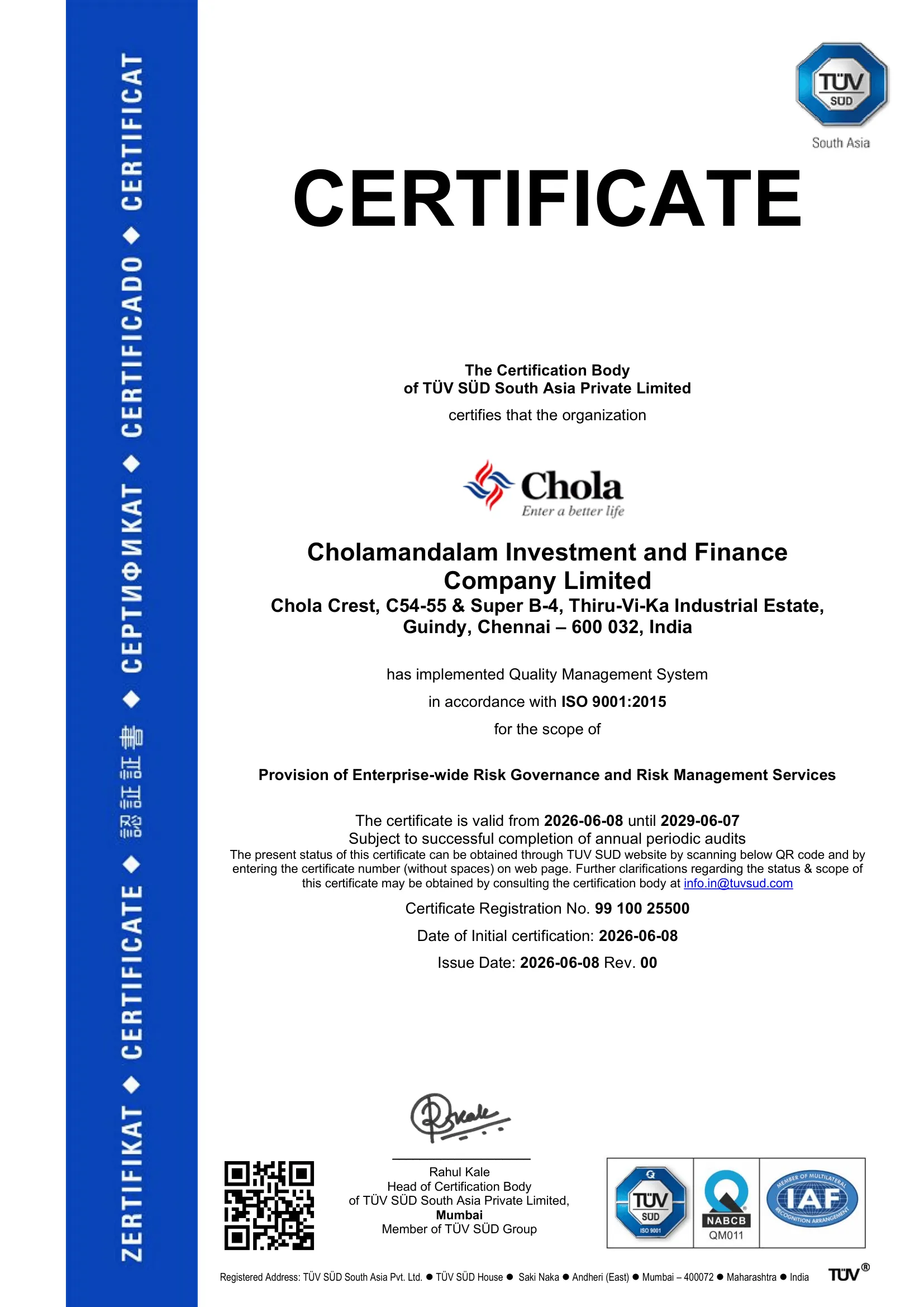 ISO 9001:2015 Certificate