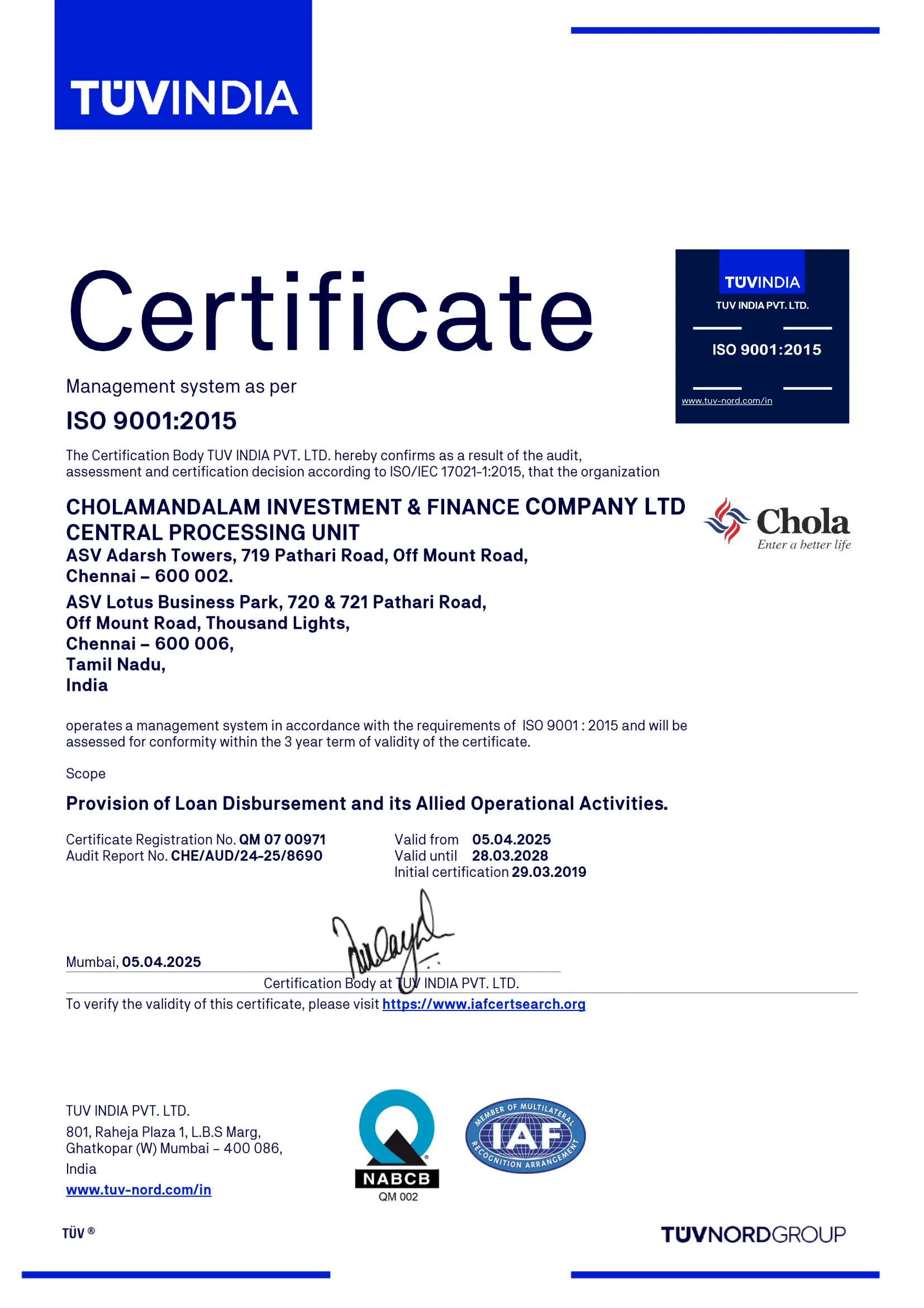 ISO 9001:2015 Certificate